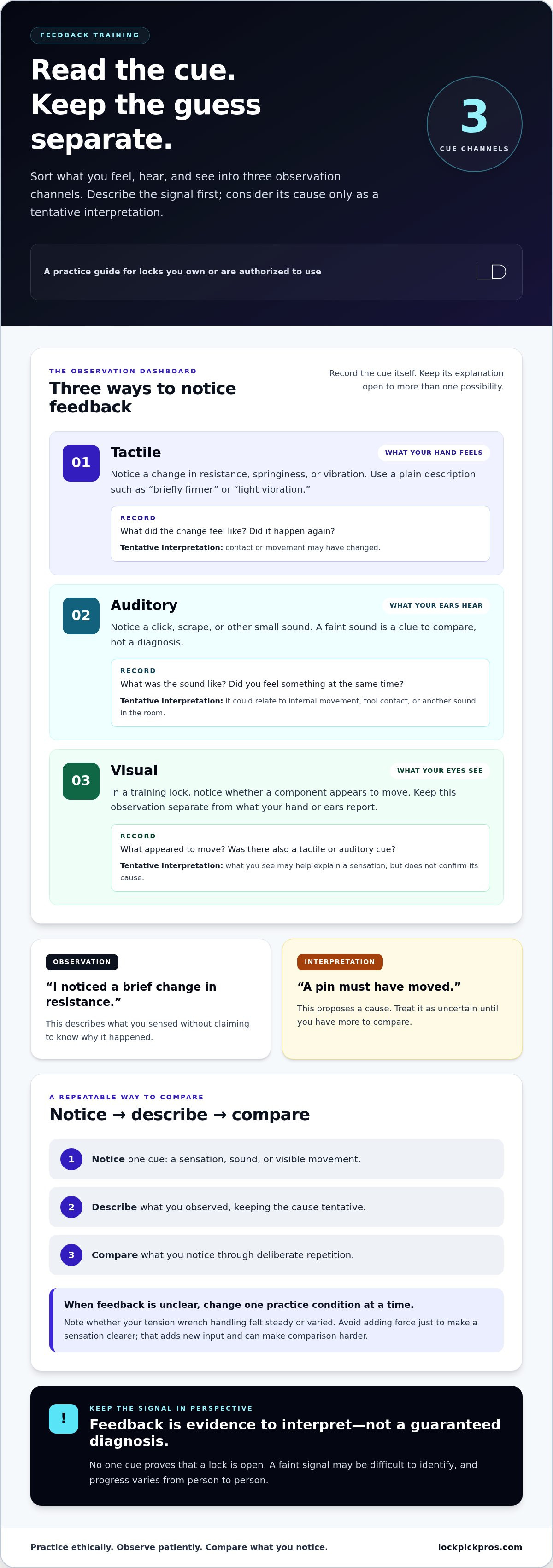 Feedback training for lock pickers