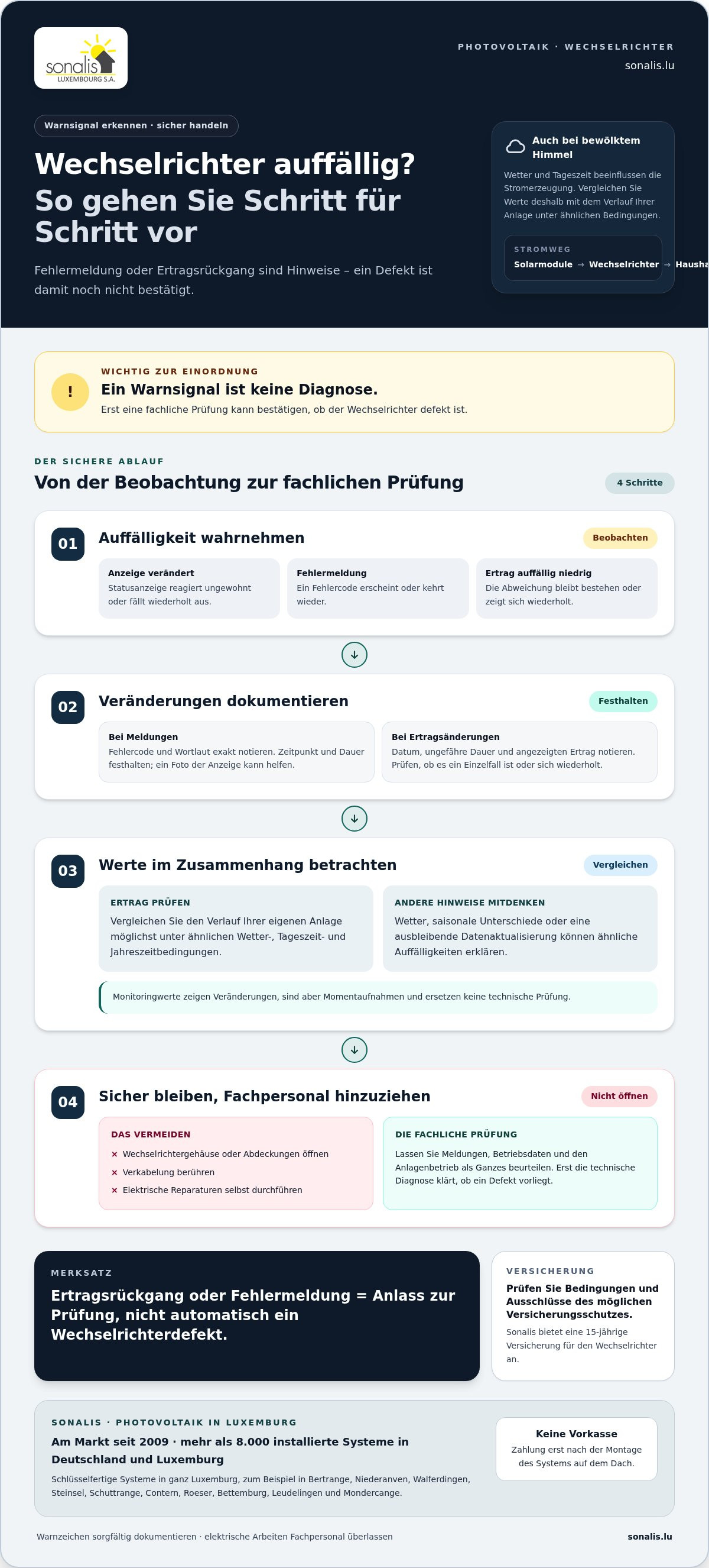Anzeichen für defekten Wechselrichter