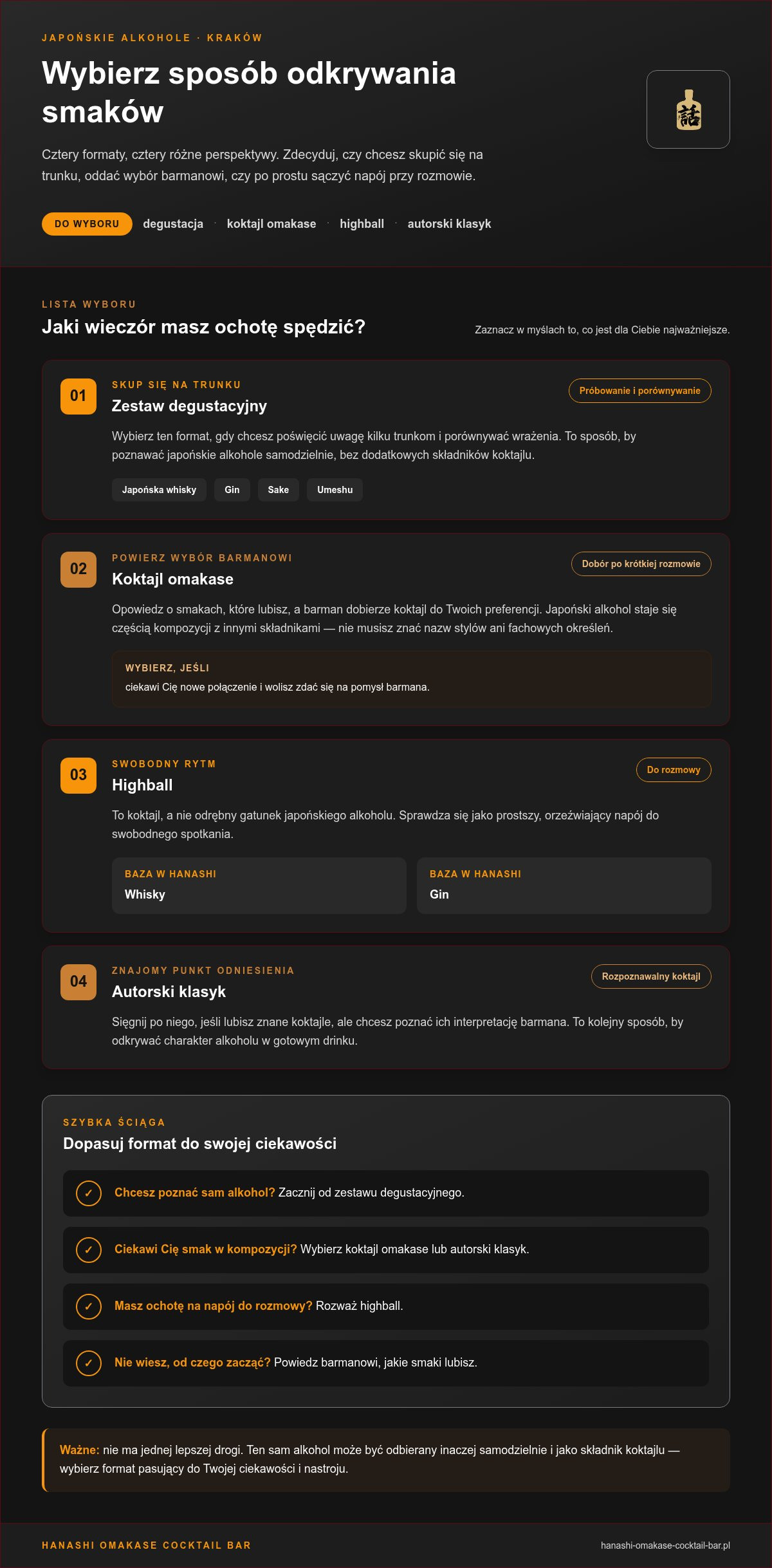 Bar z japońskimi alkoholami Kraków
