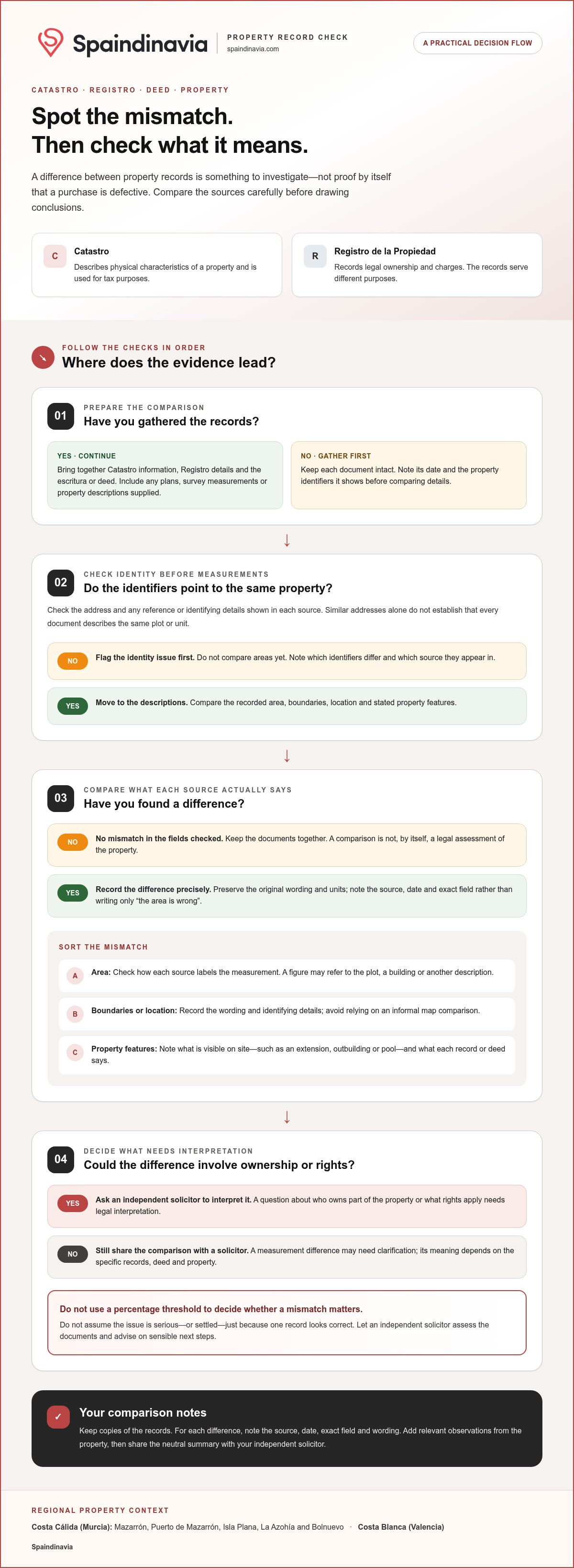 How to check for land registry (catastro) discrepancies