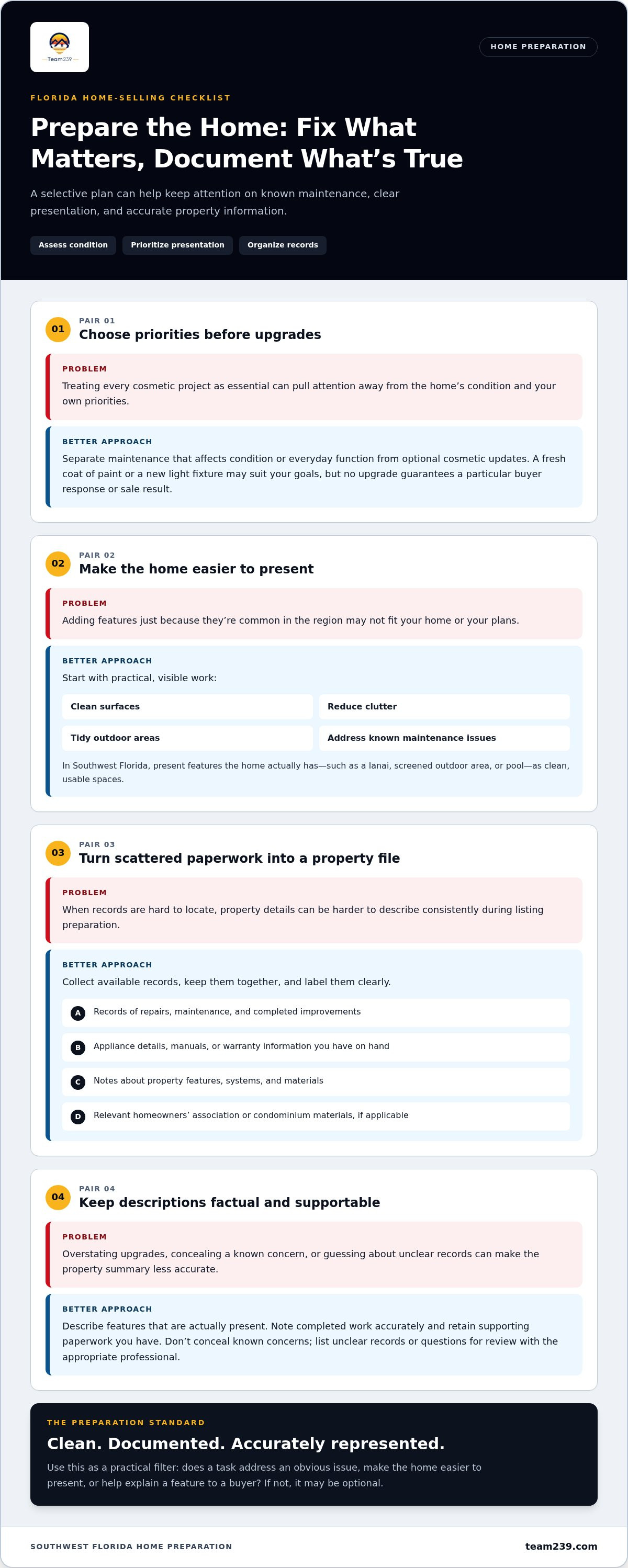 Checklist for selling a house in Florida