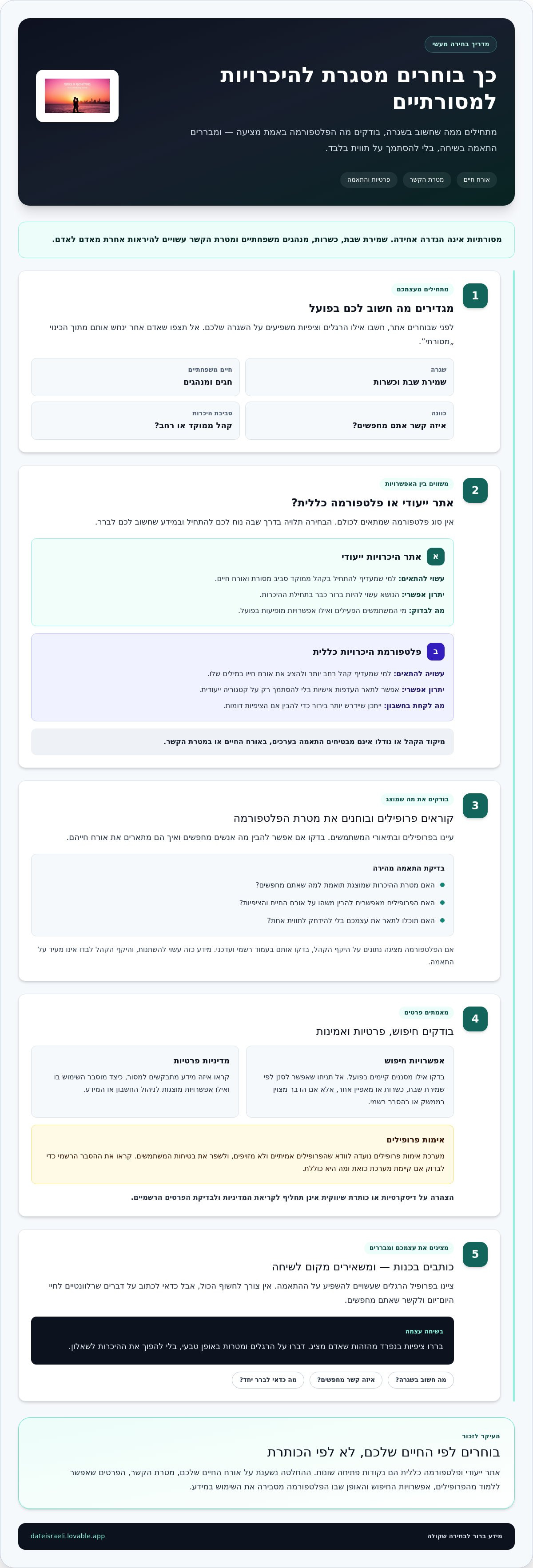 היכרויות למסורתיים באינטרנט