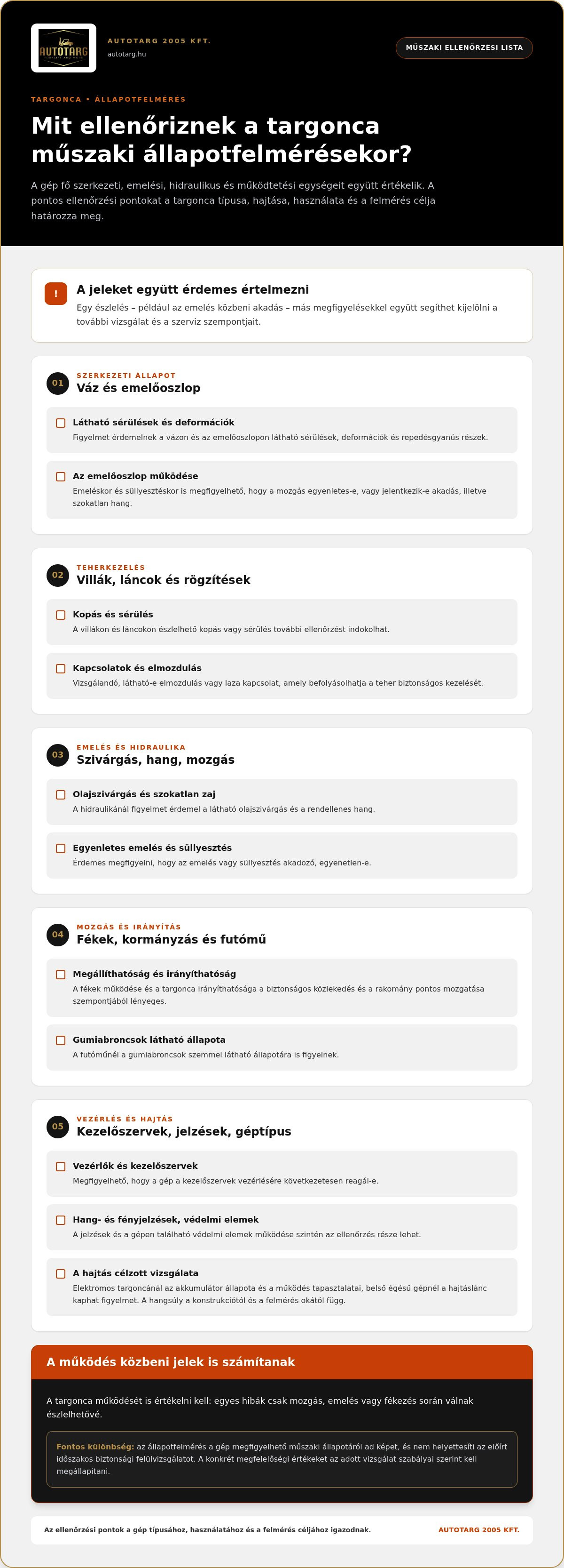 Targonca műszaki állapotfelmérés