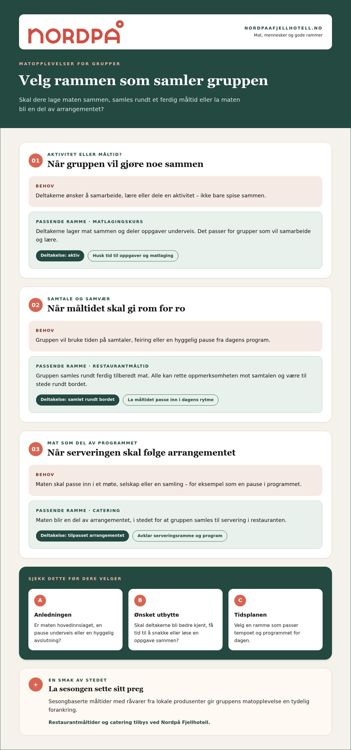 Matopplevelser for grupper