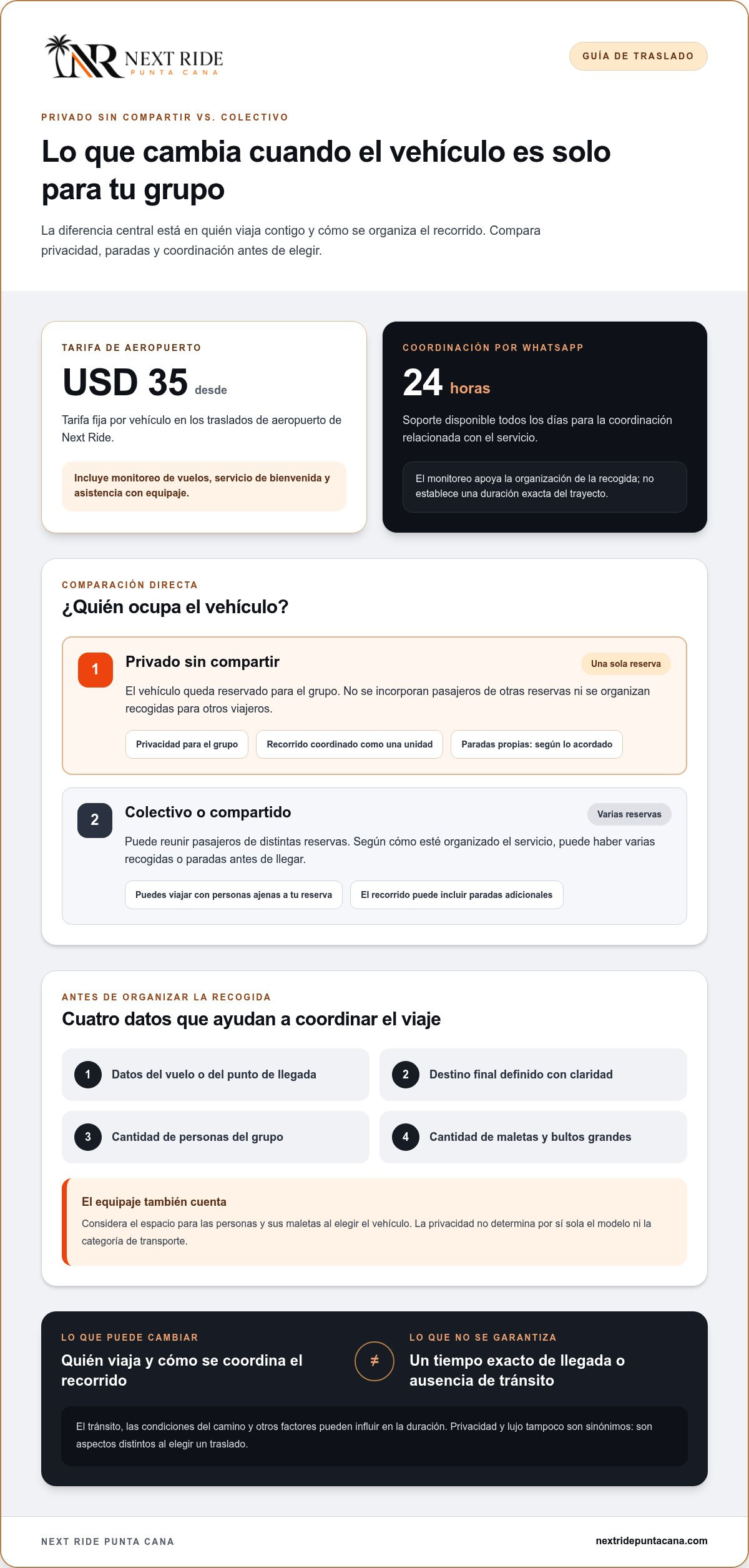 Traslado privado sin compartir