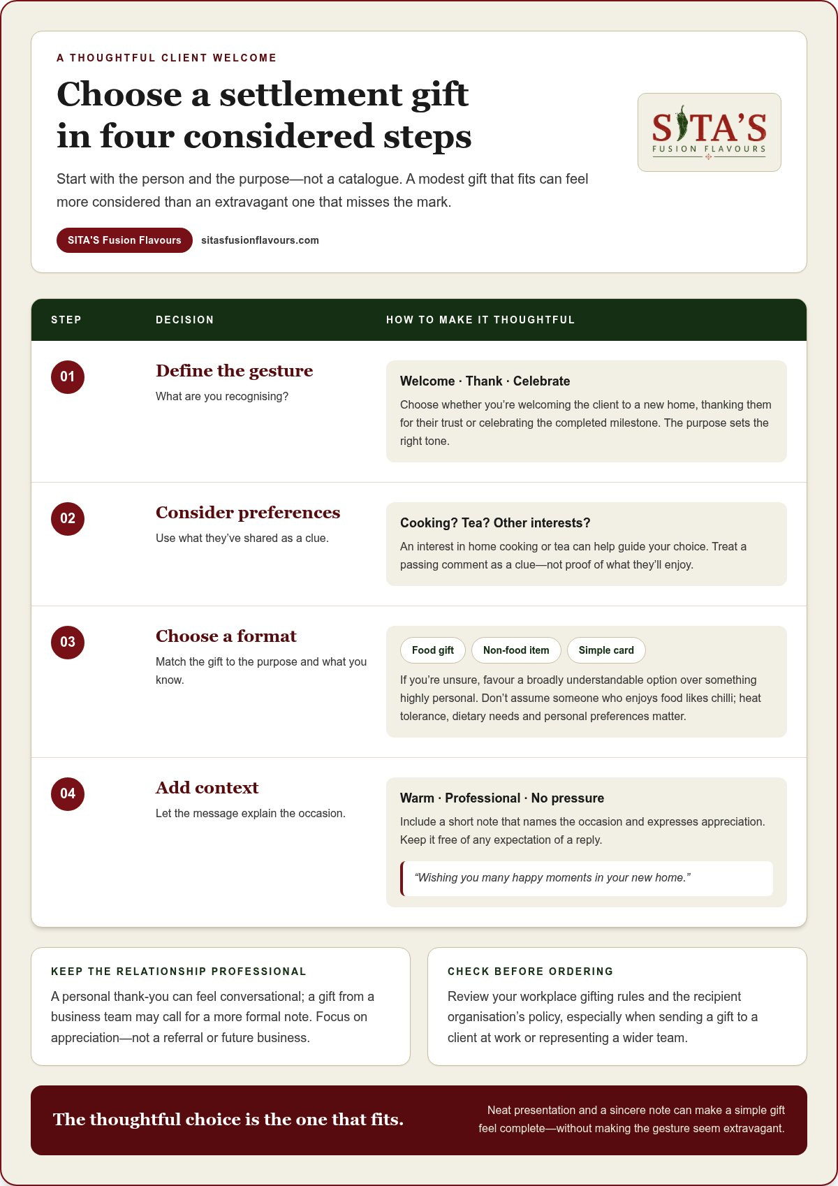 Settlement gifts for clients