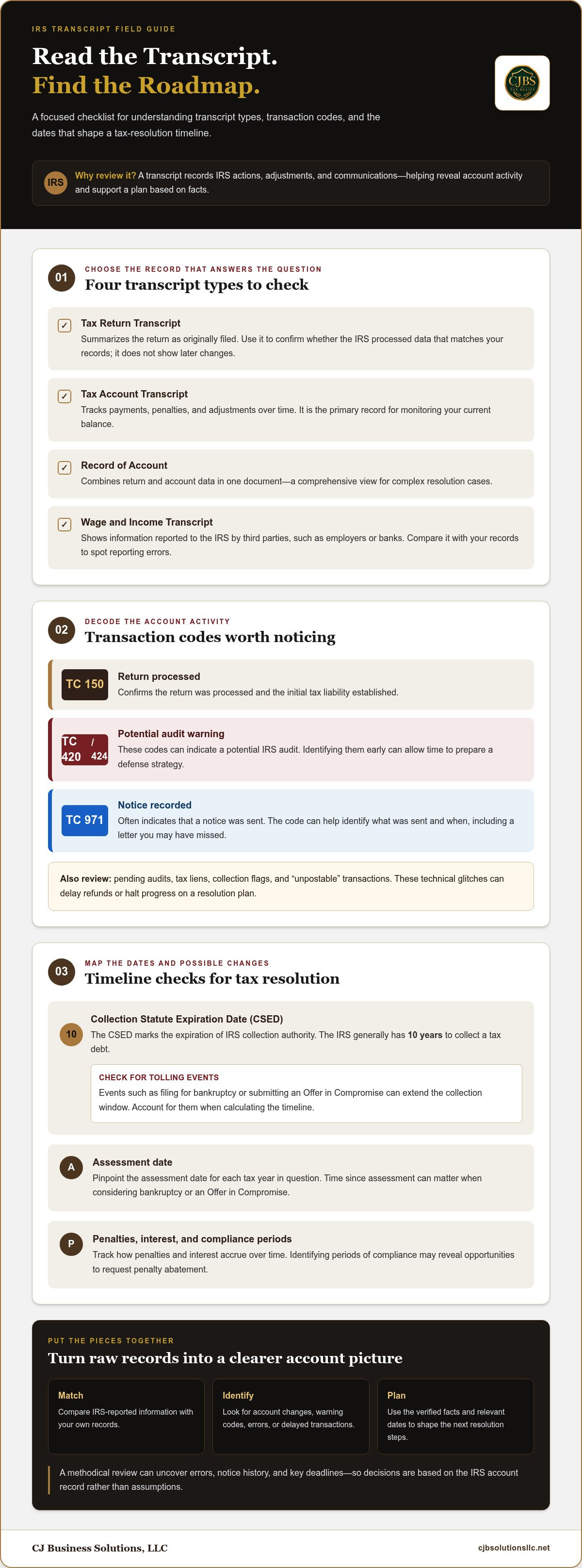 Tax transcript analysis service