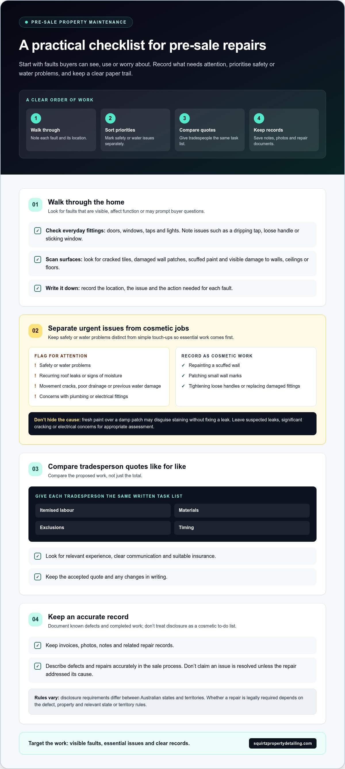 Pre-sale property maintenance for downsizers