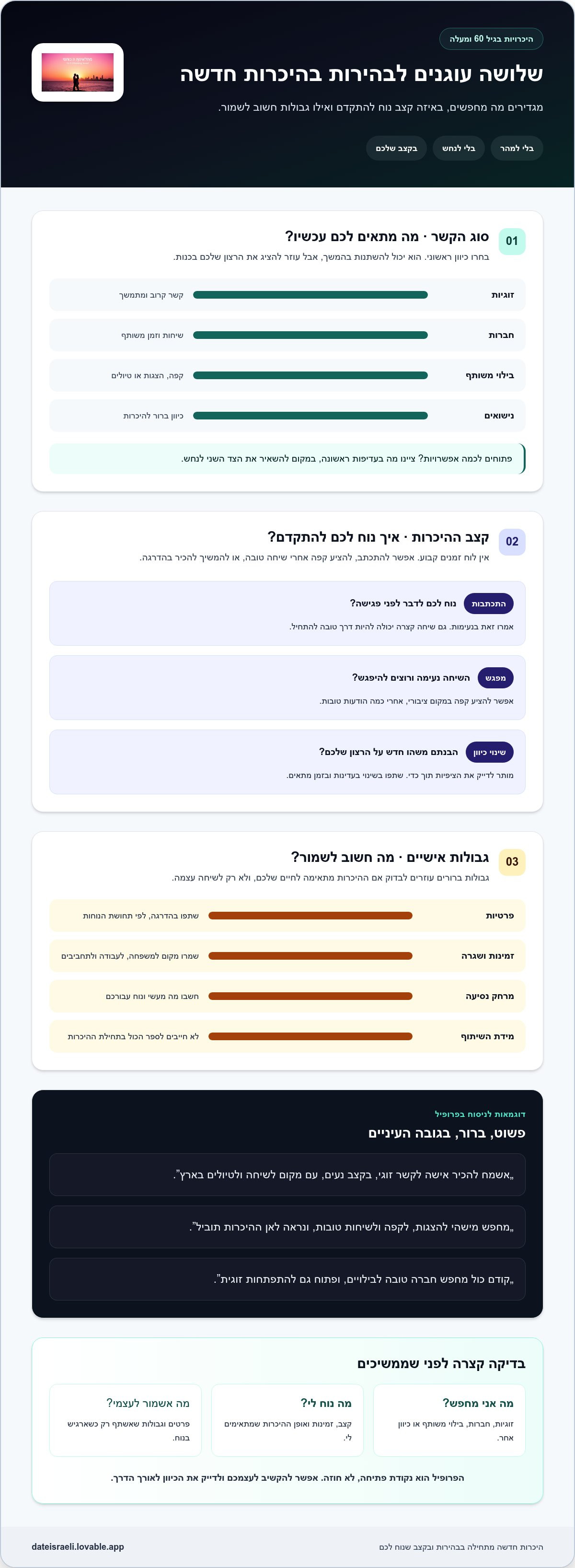 אינפוגרפיקה: היכרויות אחרי גיל 60: איזה קשר מתאים לחיים שלכם?