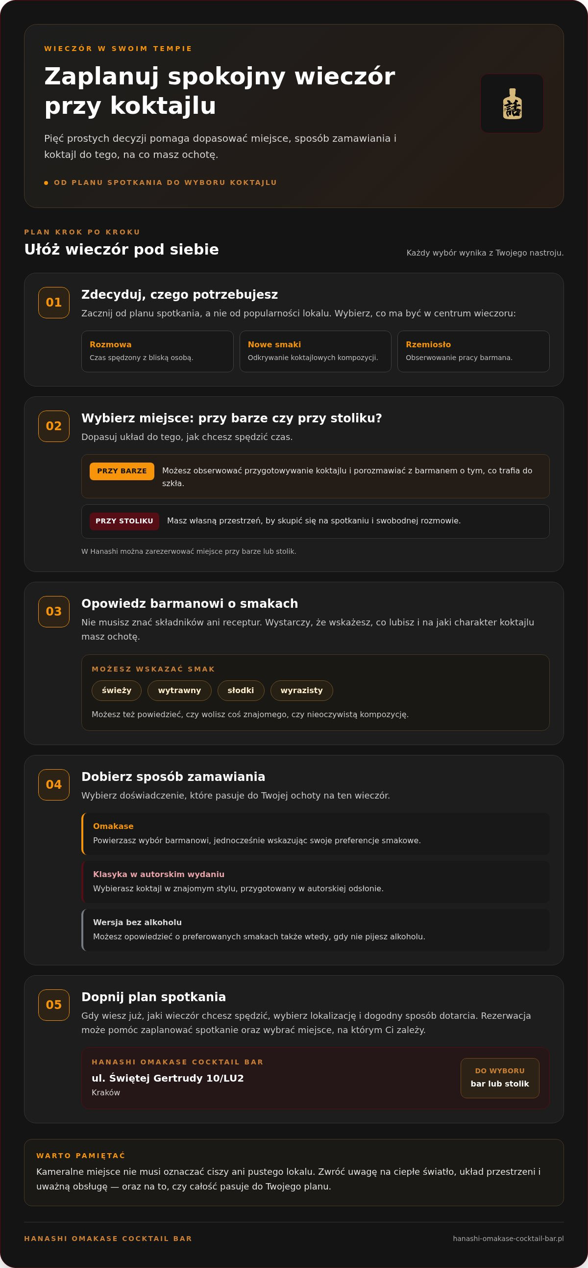 Spokojne miejsce na drinka Kraków
