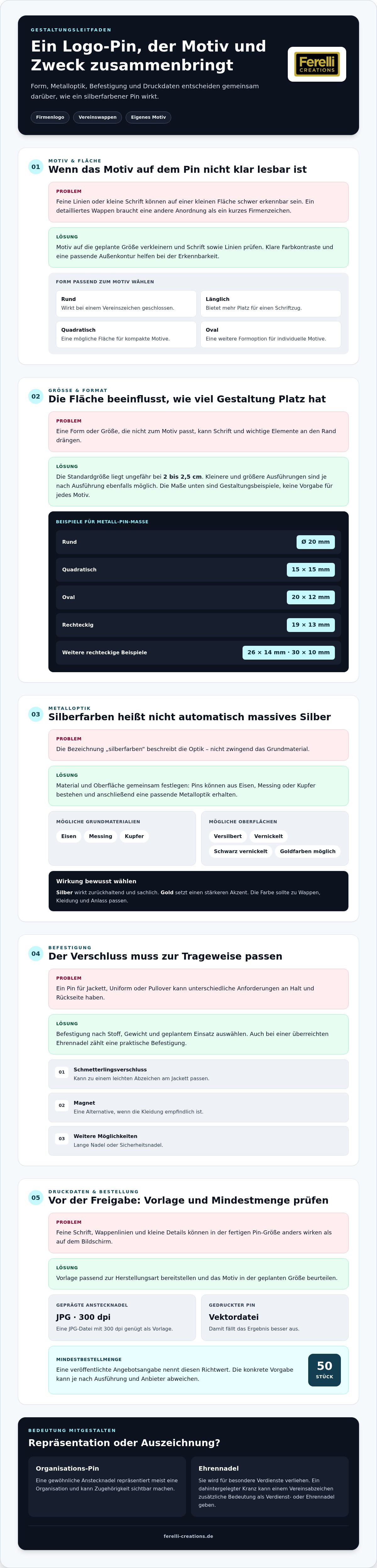 Anstecknadeln silberfarben mit logo