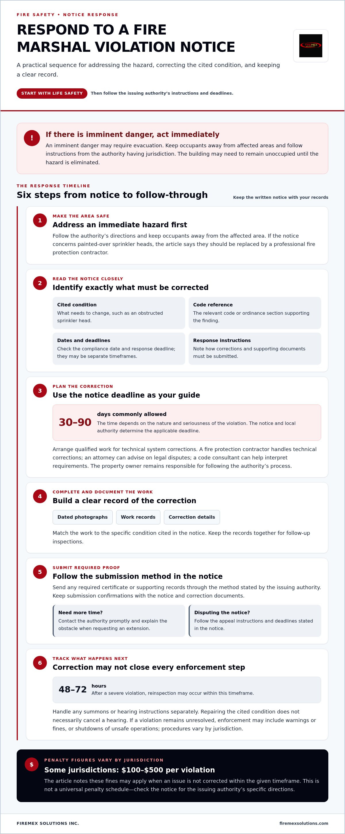 Dealing with a fire marshal violation notice