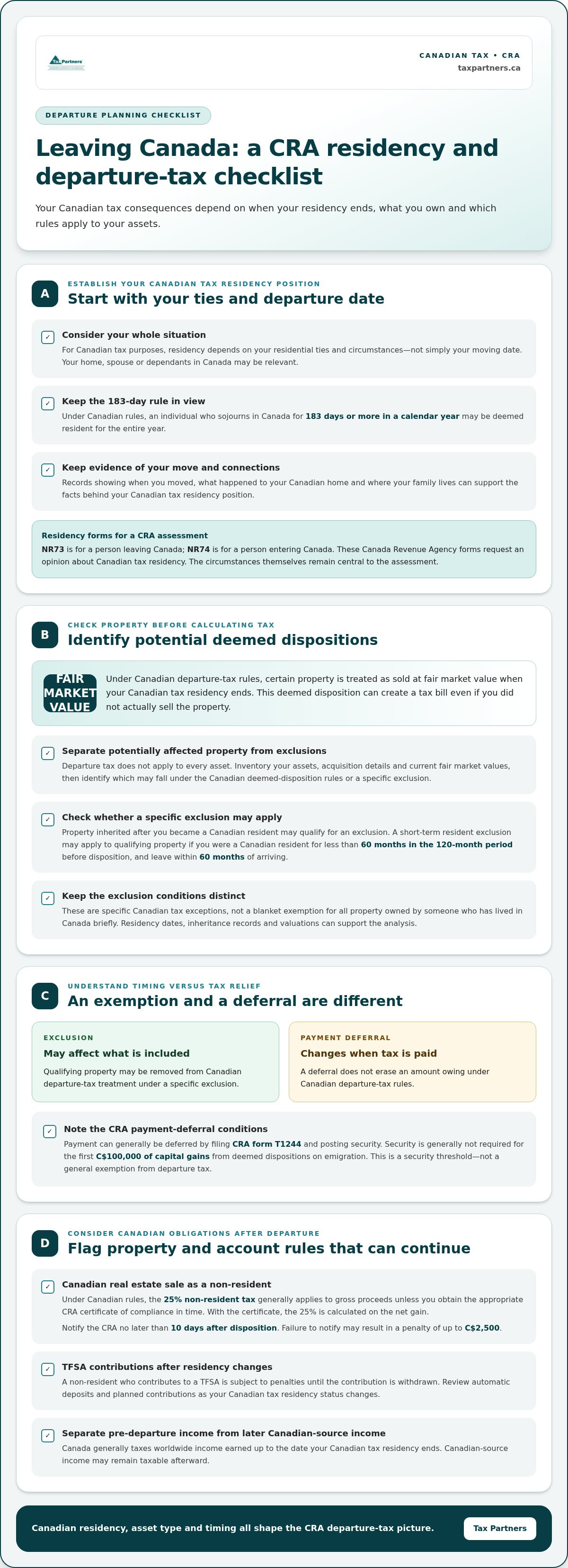 Canadian departure tax planning