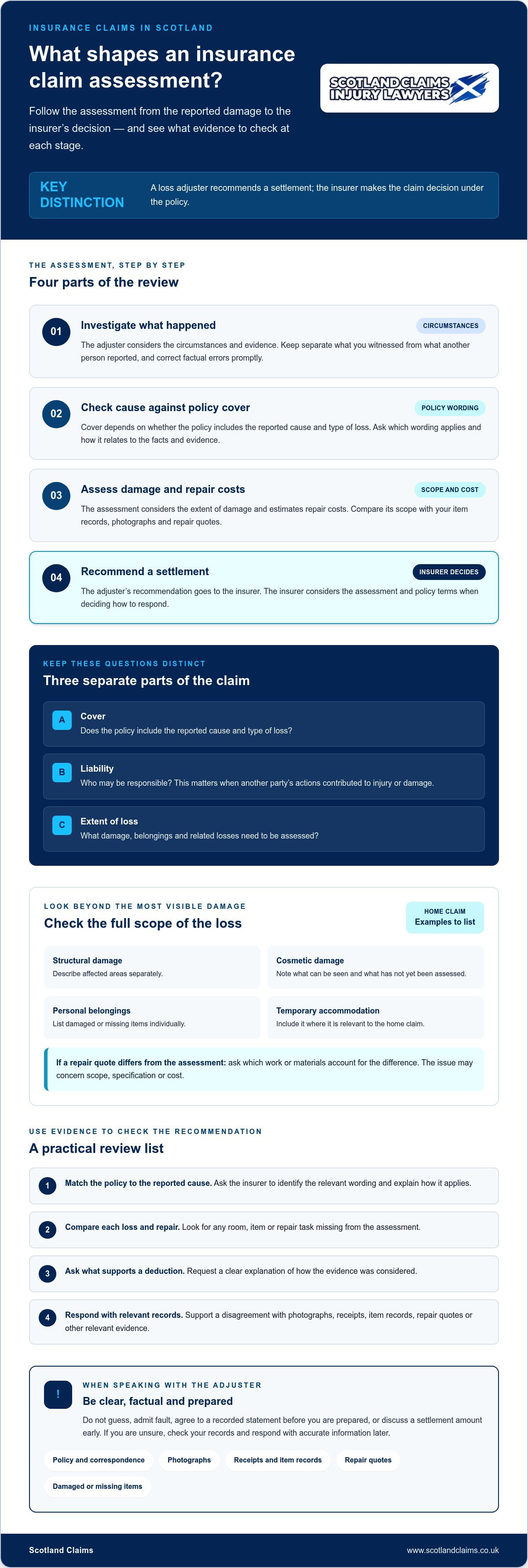 How to deal with insurance adjusters scotland