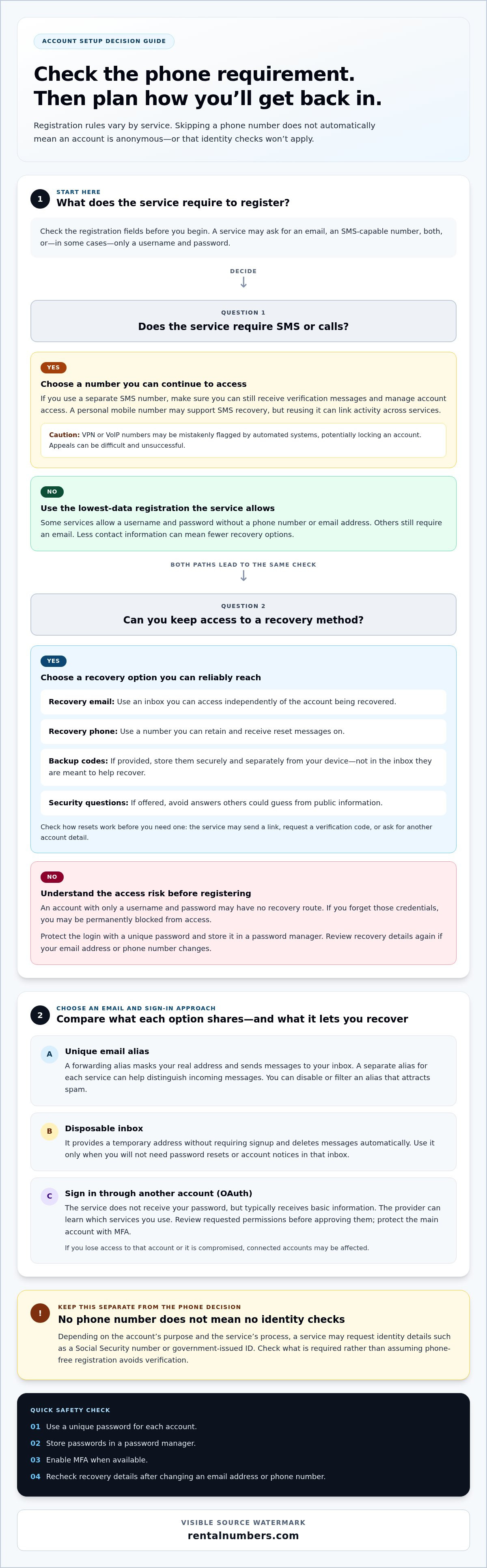 Online account setup without personal info