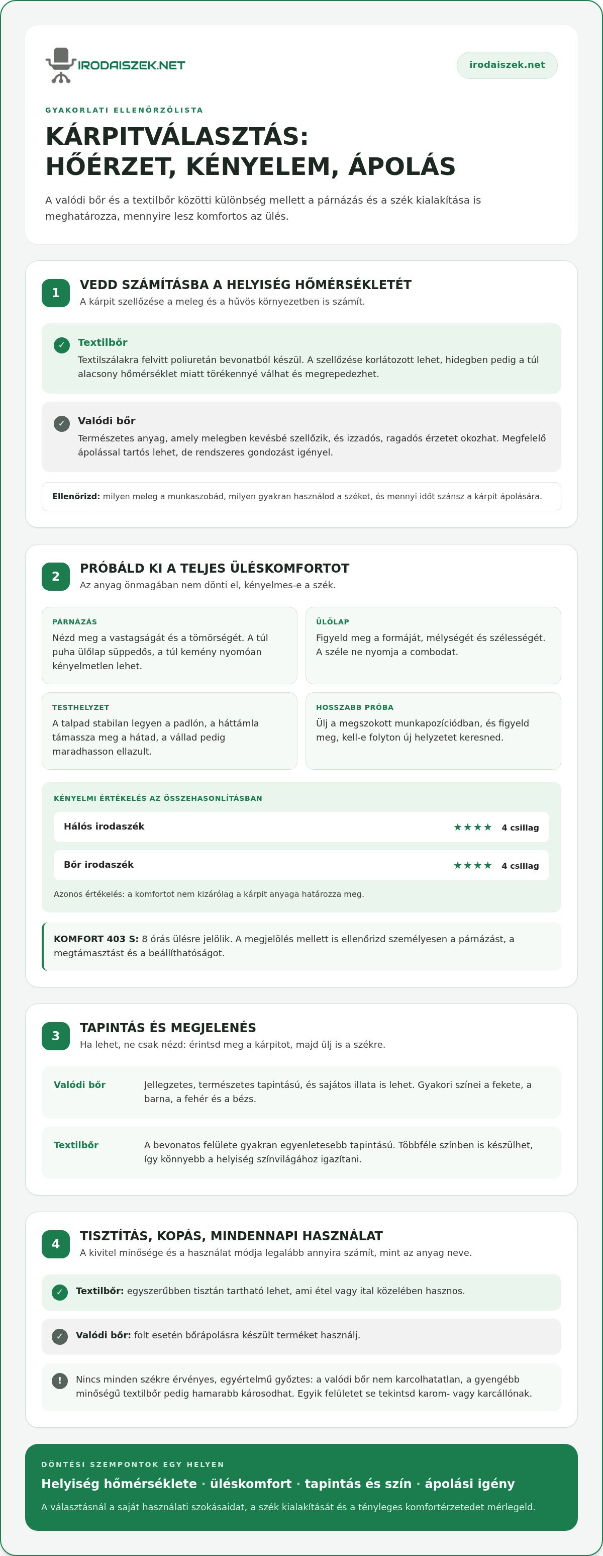 Textilbőr vagy valódi bőr irodaszék