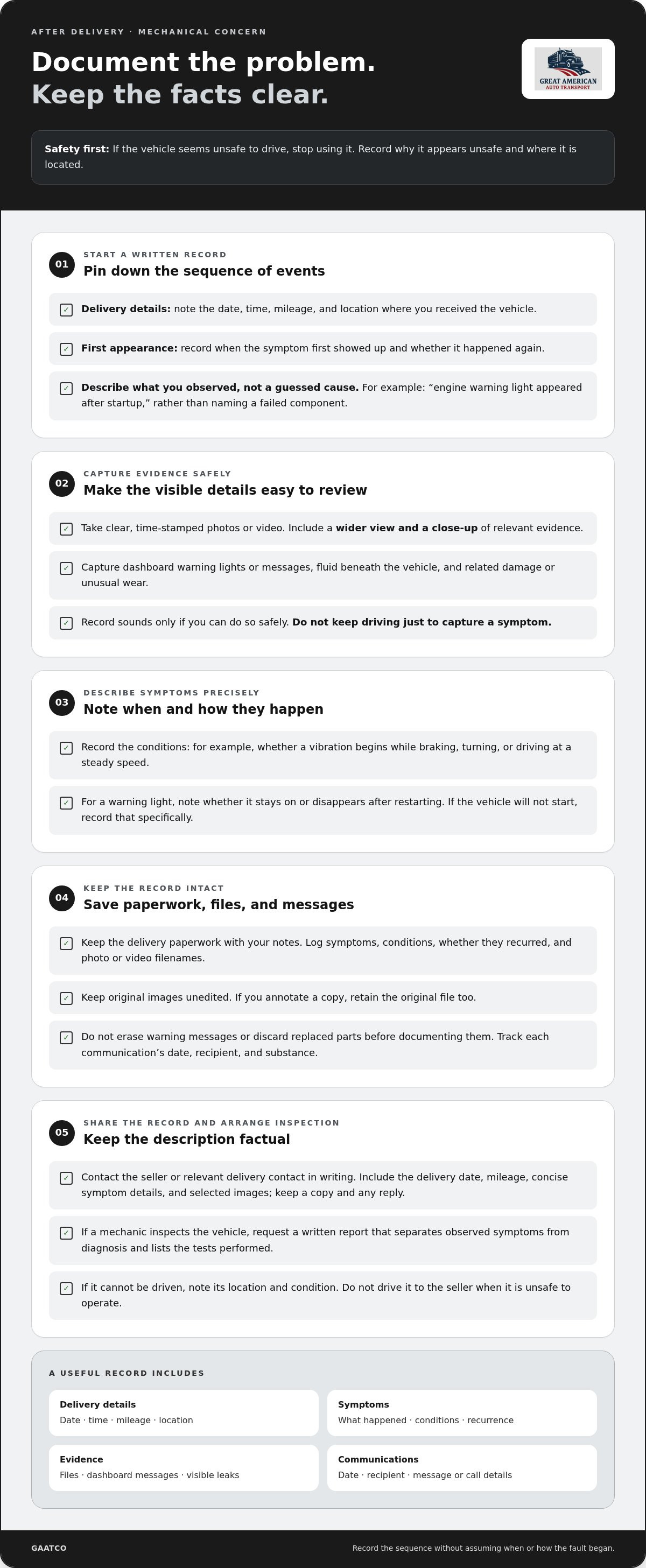 What to do if you find mechanical problems after delivery
