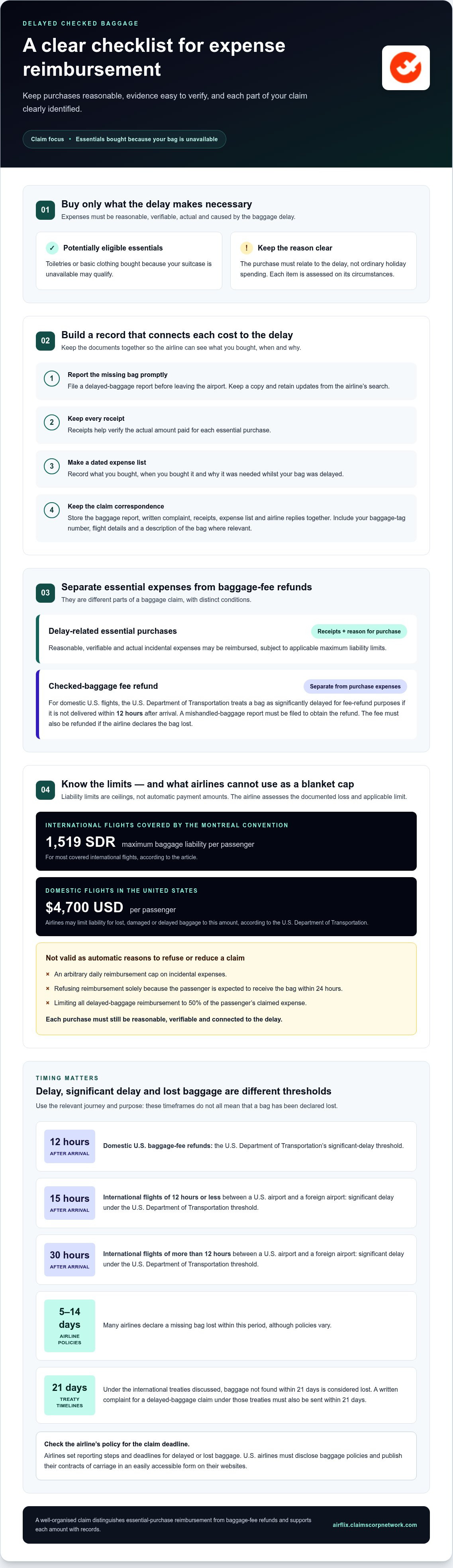 Legal support for undelivered luggage