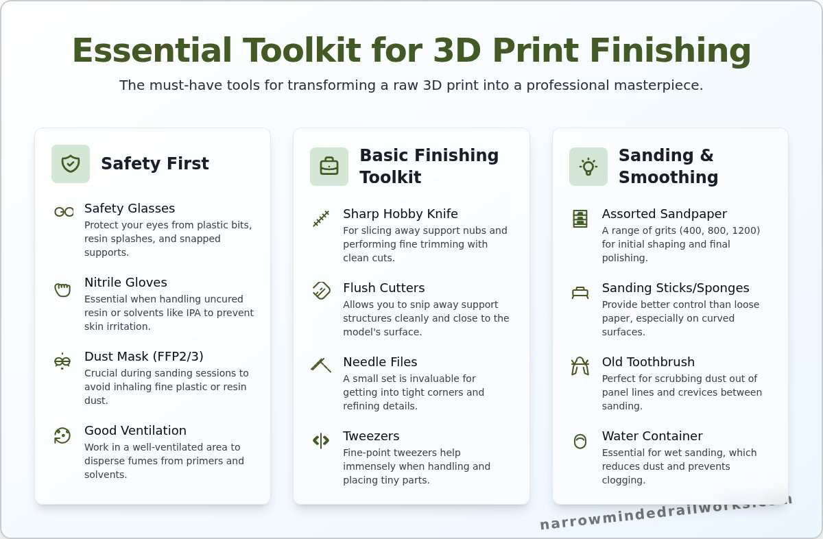 Finishing 3d printed kits