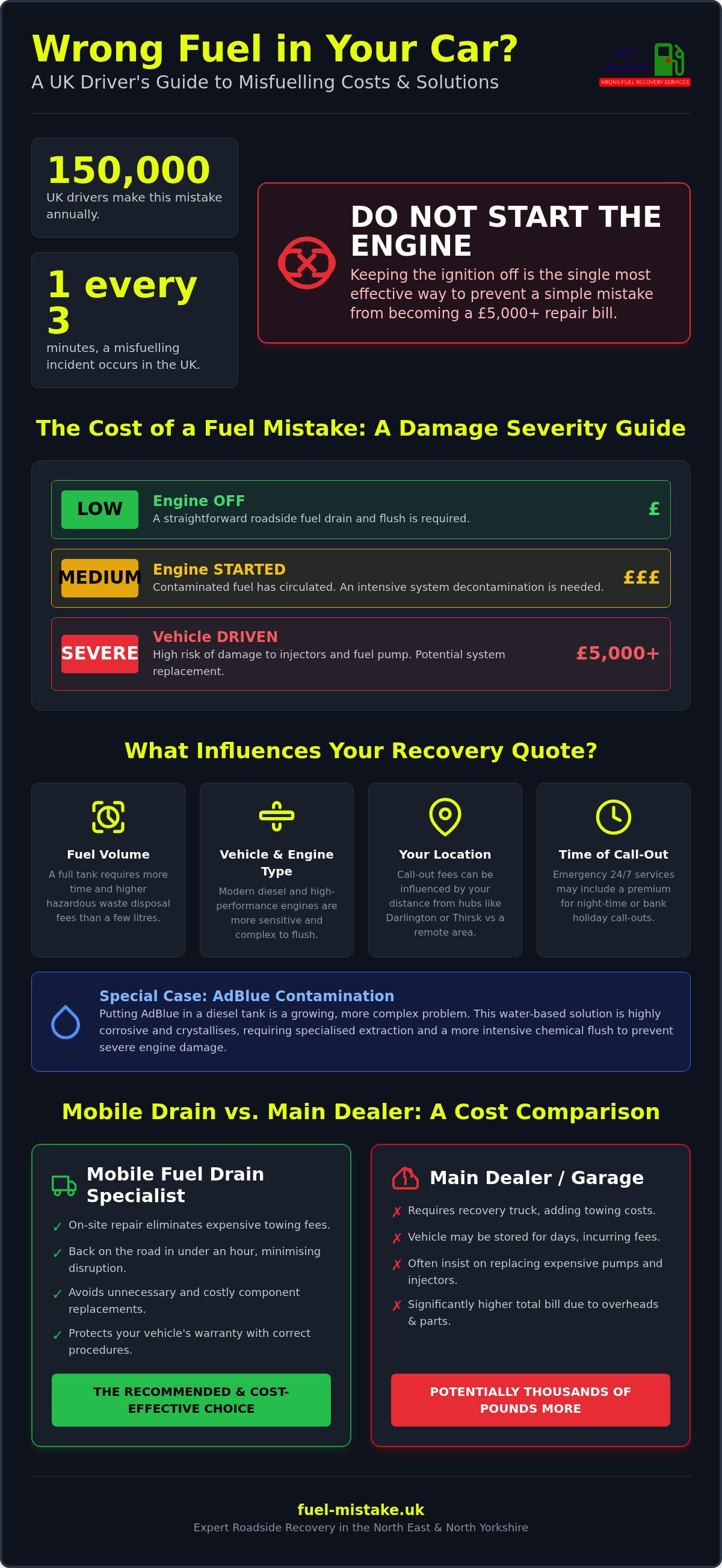 Cost to drain wrong fuel from car