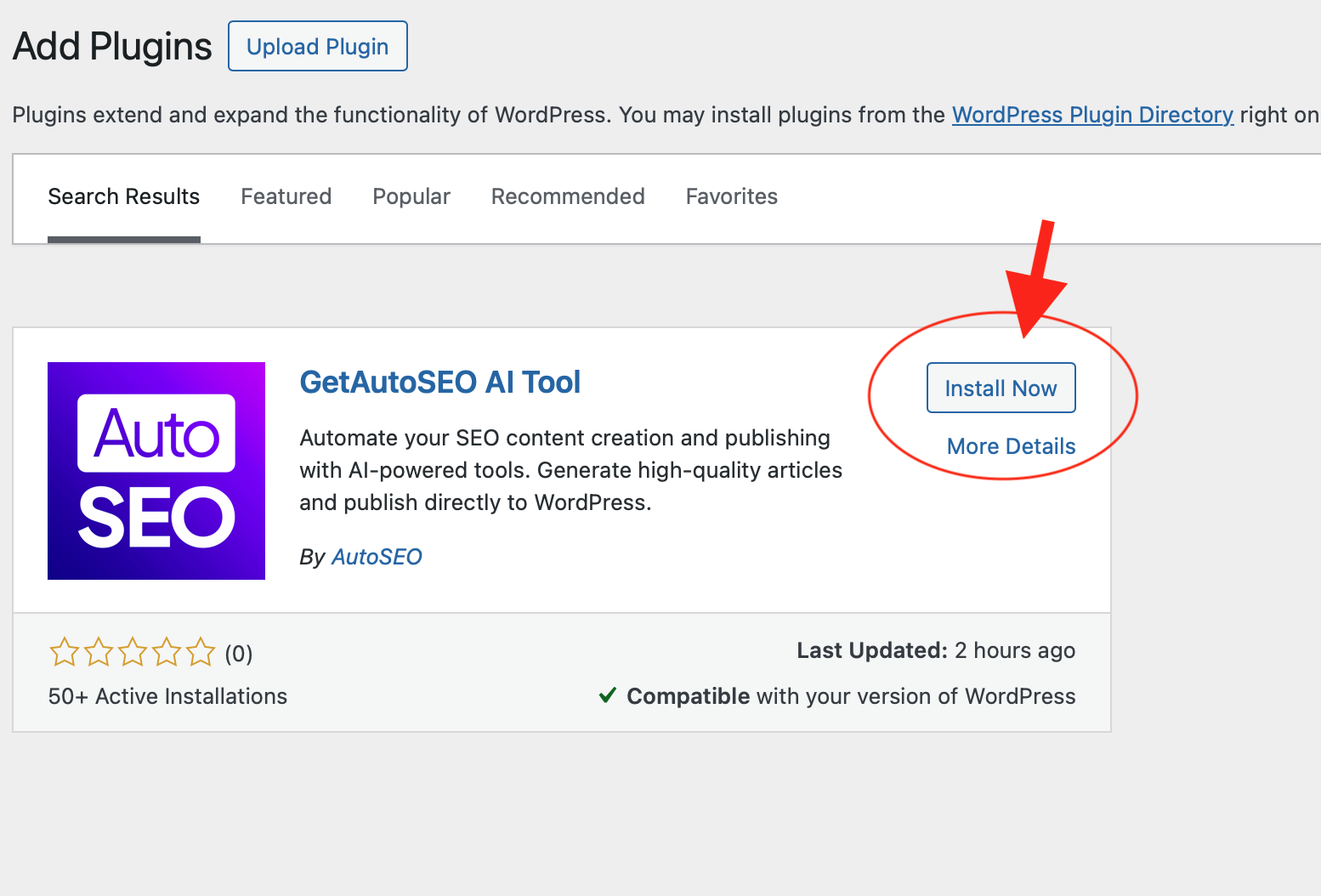 WordPress Plugin Installation Page